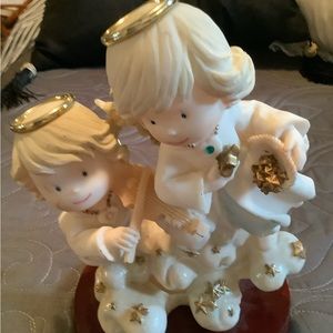DMB Collection porcelain angels on wood base,reduced